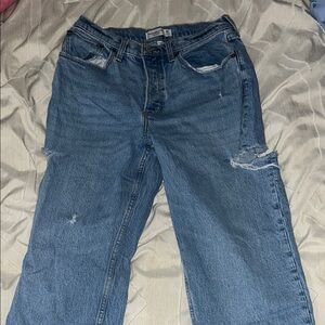 Abercrombie & Fitch Curve Love Distressed Blue Denim Jeans